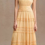 Anthropologie BHLDN Juniper Metallic Tiered Backless High-Neck Gown Photo 0