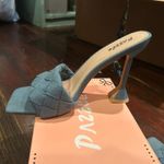 Razzle Woven Denim Mules Block Heel Slip On Sandals Blue Heels Size‎ 10 Photo 5