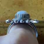 Natural White Buffalo Sterling Silver Feather Ring Size 8.25 Photo 1