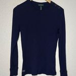 Ralph Lauren LRL Jeans Co Navy Blue Long Thermal Top Brass Logo Buttons Preppy Photo 0