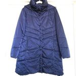 Preta LoBue Blue Hooded Puffer Coat Nylon Cold Winter Size L Photo 0