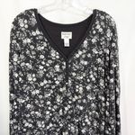 Maggie Barnes Plus Size 26W 28W Top Black White Floral Knit Long Sleeve 1185 Photo 2