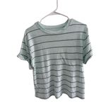 A New Day Mint Green Striped Linen Blend Tee | Size Medium Photo 1