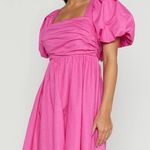 Caara Square Neck Short Puff Sleeve Barbie Pink Mini Dress Women’s Sz L Size L Photo 0