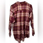 Loft  Red Plaid Flannel LS Button down Shirt NWOT Photo 1