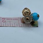 Vintage Vogue ornate clip on earrings. Ab and blue glass . Gold Photo 4
