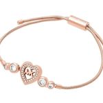 Michael Kors Pave Crystal MK Logo Heart Rose Gold Slider Adjustable Bracelet Photo 1