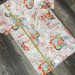 Ichiban chiban Floral Japanese Kimono Robe Pink with Orange Yellow Green Blue Sz 42” Photo 11