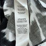 Chico's Shirt Women Medium Black White Animal Print Tie Front Casual Edgy Neutral Photo 6