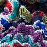 AQUA Off-The-Shoulder Floral Embroidered Colorful Top/Shirt on Navy Base XS Photo 4