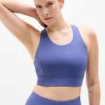 Athleta XS Train Free High Neck Longline Sport Bra Dusk BLUE X-Small Cup A-C Photo 0