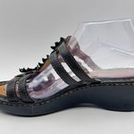 Born Women's Black Leather Flower Wedge Floral Sandals Size 9 Photo 5