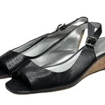 Banana Republic š¤ Leather Peep Toe Slingback Sandals Straw Espadrilles š¤ Black Photo 6