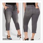 Torrid  Crop Pull On Boyfriend Straight Gray/Black Tuxedo Stripe Jeans Photo 1