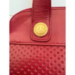 Vintage Medallion Red Leather‎ Perforated Shoulder Bag Purse Y2K Style Photo 2