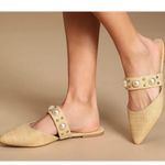 Lulus Justifyy Beige Raffia Woven Pointed-Toe Flats 10 Pearl Silver Woven Straw Photo 0
