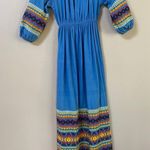 Vintage Southwest Navajo embroidered off shoulder cotton peasant sleeve … Blue Size undefined Photo 4