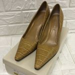 Amanda Smith  RIO camel‎ leather mustard faux crocodile pointy heels size 8 Photo 0