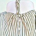 BeachLunchLounge Sage Green/White Vertical Striped Top | Front Tie |EUC | Small | Photo 6