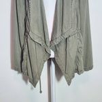 Max jeans  Distressed Green Draped Front Jacket Size Medium Army Green Jacket Photo 3