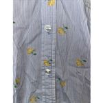 Karen Scott Pinstripe Shirt With Yellow Flower Print All Over‎ Button Down Cotton Shirt Sz S Photo 1