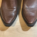 Mexicana Women Brown Leather Western Cowboy Boots White Stitching Pointed Toe 39 Size 8 Photo 7