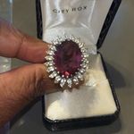 Ring with diamantés and large purple stone. Adjustable. Photo 1