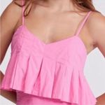 Free People  Y2K Pink Ruffle Crop Top Sweetheart Bubble Hem Tie Back Sweet Size L Photo 1