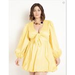 Eloquii yellow 100% cotton Bubble Hem Puff Sleeve Dress,18 Photo 2