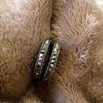 Sterling Silver VTG  Marcasite Hoop Earrings Photo 2