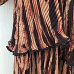 Ganni NWT Pleated Georgette Midi Dress Tigers Eye Size 36 US Size 4 Printed Photo 13
