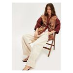 Free People NEW We The Free Pressed in Flowers Embroidered Floral Kimono Brown Photo 1