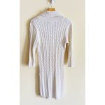Calvin Klein  Size M Cream‎ Cable Knit Sweater Dress Faux Wrap Leather Buckle Photo 5