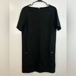 Lafayette 148 Black Cyra Lace Panel Square Neck Short Sleeve Shift Dress Medium Photo 2