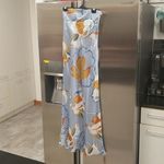 Reformation ππ Joanne Silk Dress ~ Hyperion Blue Print 10 NWT Photo 5