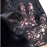 Sundance EUC  Velvet Crochet Lace Long Sleeve Top Black Size Small Photo 3