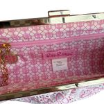 Lilly Pulitzer  Embroidered‎ Floral Shoulder Bag Clutch Pink White Purse Preppy Photo 2