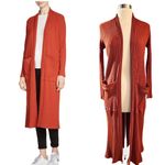 Maje  Milan Long Ribbed Cardigan Sweater Terracotta Cotton Knit Coat 1 Small EUC Photo 1