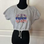 VTG USA ALL THE WAY GREY SWEATSHIRT CROP TOP AMERICA PATRIOTIC Gray Photo 4