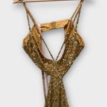 Mac Duggal NWT 6077 Gold Thin Strap Cut Out Gown With Ombre Sequins Size 8 Photo 6