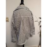 Striped Button Down Shirt Women's Small Cut Out Shoulder Long Sleeve White Photo 1