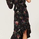Amur Pasqualena Black Floral Print One Shoulder Ruffle High Low Dress Size 6 Photo 0