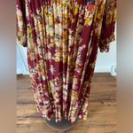 Skies Are Blue Floral Burgundy Print Midi Length Dress Photo 3