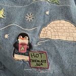 Christopher & Banks  Denim Embroidered Button Up Shirt Polar Bear Snow Teacher Photo 5