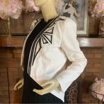 Muses By Shop OFF WHTIE WITH BLACK AND SILVER BEADING CROPPED BLAZER (M) Photo 6