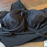 Aqua Green black ruched one piece bathing suit | large Photo 5