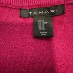Tahari  Magenta Cardigan Jeweled Buttons. Thick Stretch. V Neck. Long Sleeve. XS Photo 6