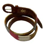 Artisan Multicolor Cotton Embroidered Brown Leather Buckle Belt Size Small Photo 2