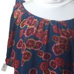 GF by geren ford floral printed blouse size Large hi low sheer short sleeve Photo 2
