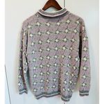 Vintage Womens Sweater size Small Oversized Geometric Print Collared Pink 80s Photo 5